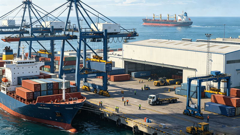 Port and shipping scene